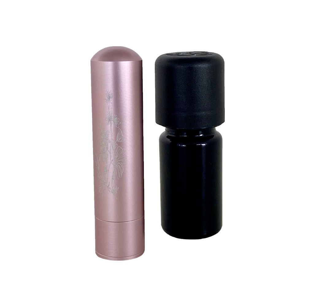 Inhalateur d'huiles essentielles INALIA en aluminium, avec mèche en coton,  Rose - 1pce - Innobiz